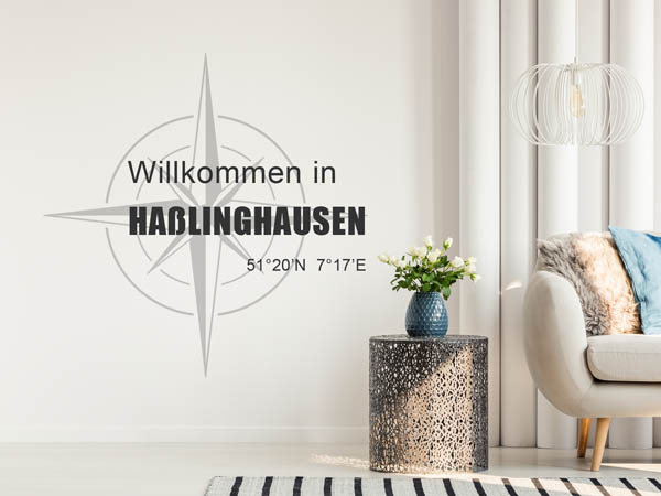 Wandtattoo Willkommen in Haßlinghausen mit den Koordinaten 51°20'N 7°17'E