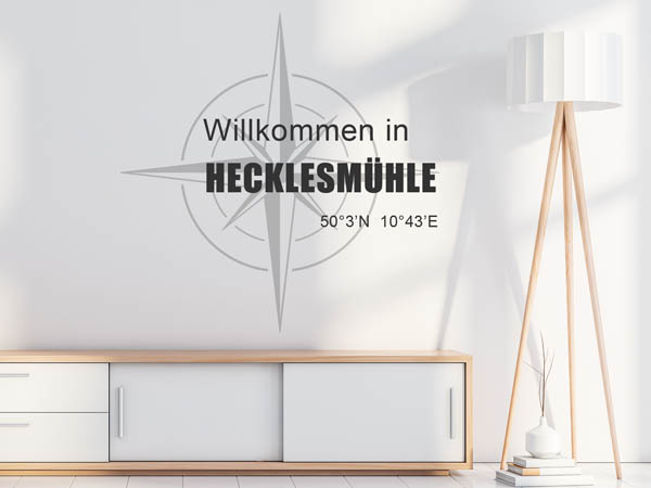 Wandtattoo Willkommen in Hecklesmühle mit den Koordinaten 50°3'N 10°43'E