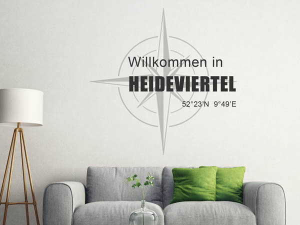 Wandtattoo Willkommen in Heideviertel mit den Koordinaten 52°23'N 9°49'E