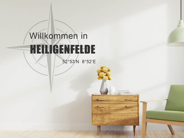 Wandtattoo Willkommen in Heiligenfelde mit den Koordinaten 52°53'N 8°52'E