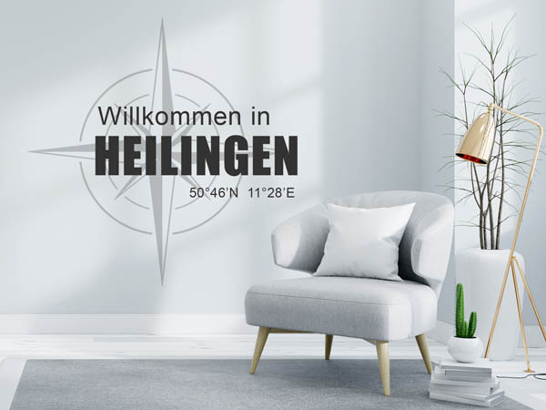 Wandtattoo Willkommen in Heilingen mit den Koordinaten 50°46'N 11°28'E