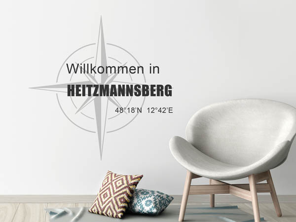 Wandtattoo Willkommen in Heitzmannsberg mit den Koordinaten 48°18'N 12°42'E