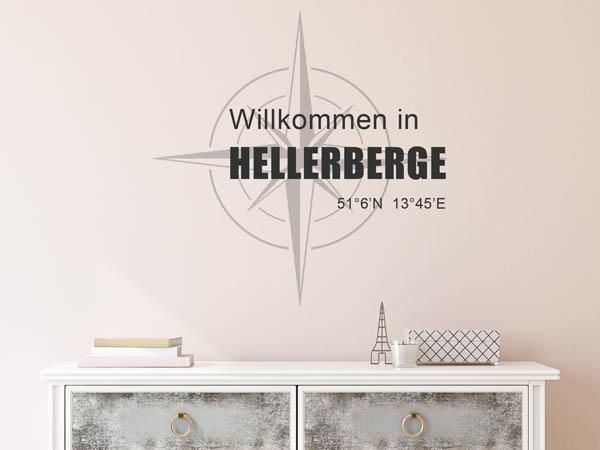 Wandtattoo Willkommen in Hellerberge mit den Koordinaten 51°6'N 13°45'E