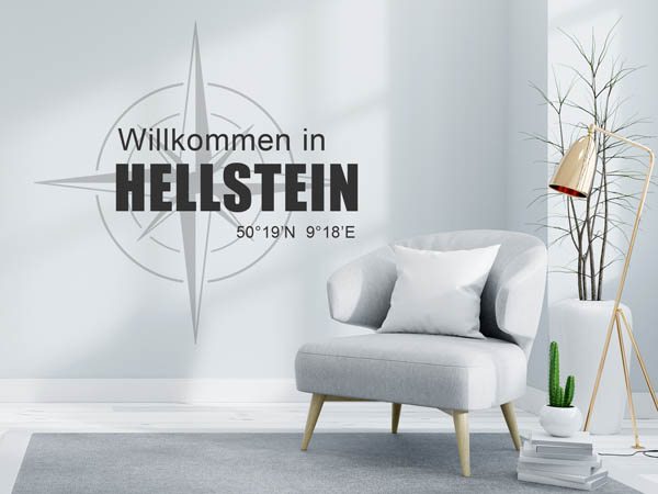 Wandtattoo Willkommen in Hellstein mit den Koordinaten 50°19'N 9°18'E