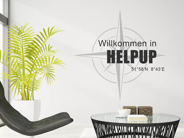 Wandtattoo Willkommen in Helpup mit den Koordinaten 51°58'N 8°43'E