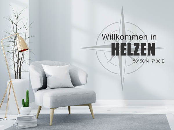 Wandtattoo Willkommen in Helzen mit den Koordinaten 50°50'N 7°38'E