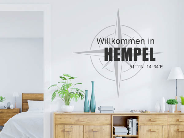 Wandtattoo Willkommen in Hempel mit den Koordinaten 51°1'N 14°34'E