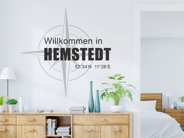 Wandtattoo Willkommen in Hemstedt mit den Koordinaten 52°34'N 11°26'E