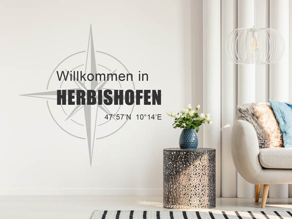 Wandtattoo Willkommen in Herbishofen mit den Koordinaten 47°57'N 10°14'E