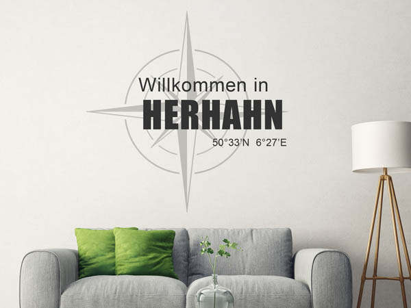 Wandtattoo Willkommen in Herhahn mit den Koordinaten 50°33'N 6°27'E