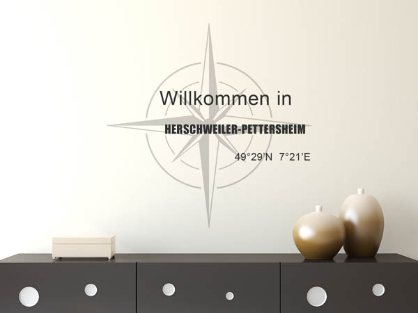 Wandtattoo Willkommen in Herschweiler-Pettersheim mit den Koordinaten 49°29'N 7°21'E