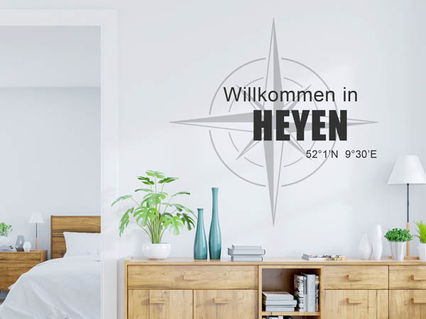 Wandtattoo Willkommen in Heyen mit den Koordinaten 52°1'N 9°30'E