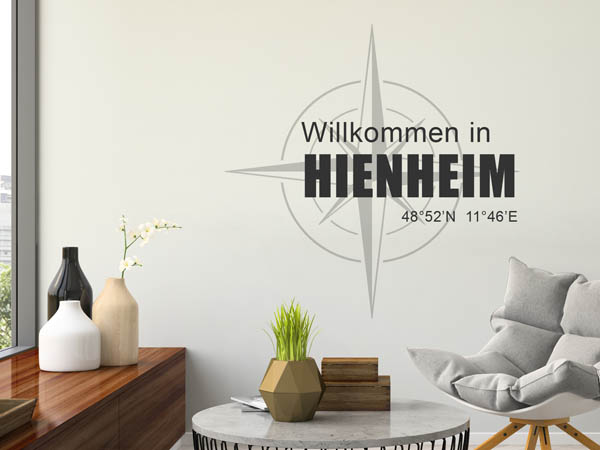 Wandtattoo Willkommen in Hienheim mit den Koordinaten 48°52'N 11°46'E