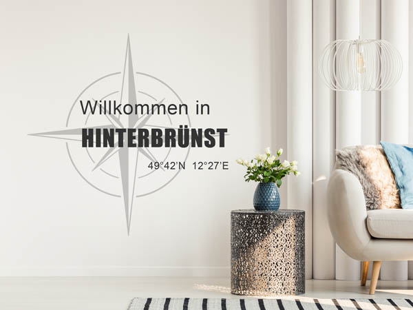 Wandtattoo Willkommen in Hinterbrünst mit den Koordinaten 49°42'N 12°27'E