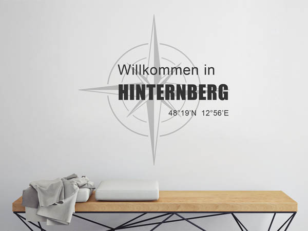 Wandtattoo Willkommen in Hinternberg mit den Koordinaten 48°19'N 12°56'E
