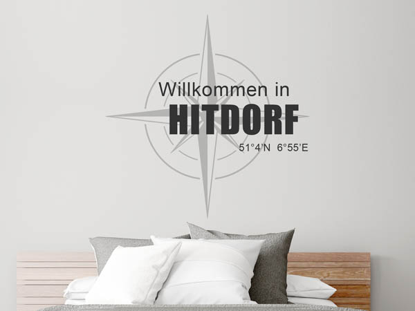 Wandtattoo Willkommen in Hitdorf mit den Koordinaten 51°4'N 6°55'E