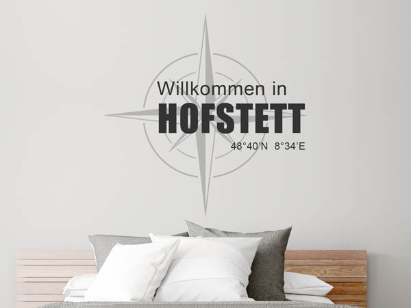Wandtattoo Willkommen in Hofstett mit den Koordinaten 48°40'N 8°34'E
