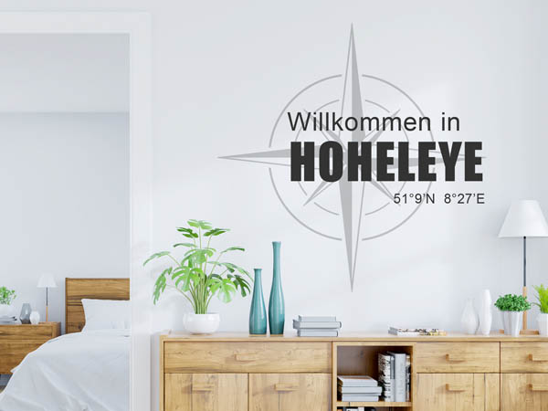 Wandtattoo Willkommen in Hoheleye mit den Koordinaten 51°9'N 8°27'E