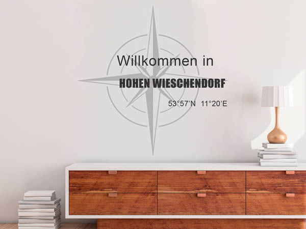 Wandtattoo Willkommen in Hohen Wieschendorf mit den Koordinaten 53°57'N 11°20'E