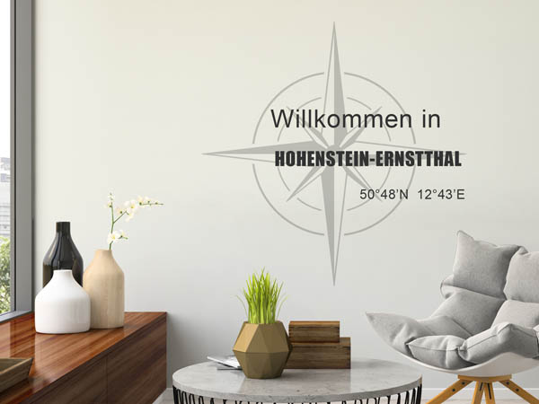 Wandtattoo Willkommen in Hohenstein-Ernstthal mit den Koordinaten 50°48'N 12°43'E