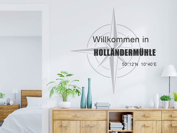 Wandtattoo Willkommen in Holländermühle mit den Koordinaten 50°12'N 10°40'E