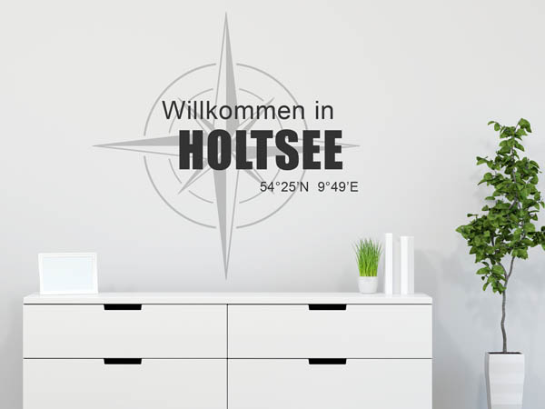 Wandtattoo Willkommen in Holtsee mit den Koordinaten 54°25'N 9°49'E