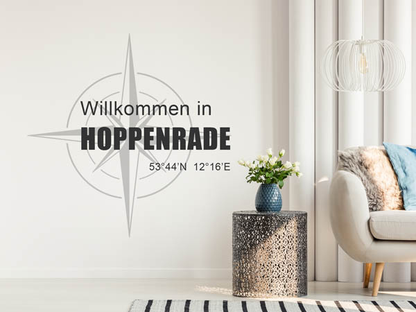 Wandtattoo Willkommen in Hoppenrade mit den Koordinaten 53°44'N 12°16'E