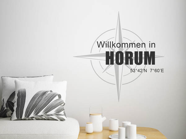 Wandtattoo Willkommen in Horum mit den Koordinaten 53°42'N 7°60'E