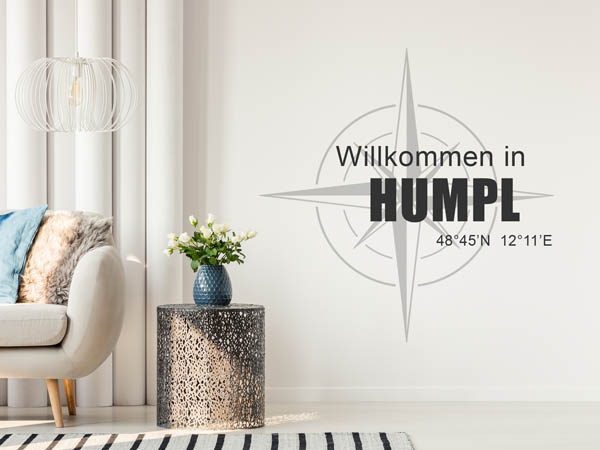 Wandtattoo Willkommen in Humpl mit den Koordinaten 48°45'N 12°11'E