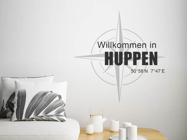 Wandtattoo Willkommen in Huppen mit den Koordinaten 50°58'N 7°47'E