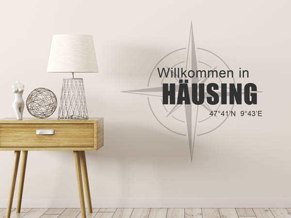 Wandtattoo Willkommen in Häusing mit den Koordinaten 47°41'N 9°43'E