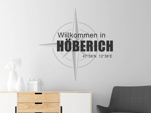 Wandtattoo Willkommen in Höberich mit den Koordinaten 47°56'N 12°36'E