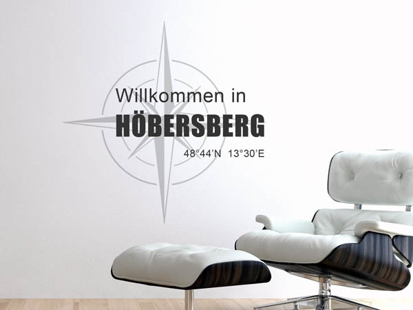 Wandtattoo Willkommen in Höbersberg mit den Koordinaten 48°44'N 13°30'E