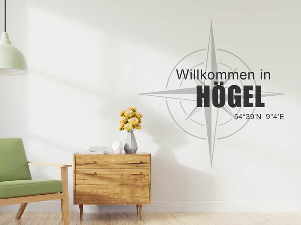 Wandtattoo Willkommen in Högel mit den Koordinaten 54°39'N 9°4'E