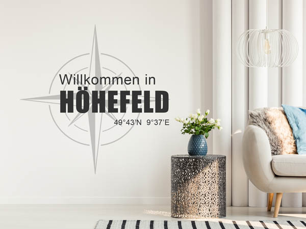 Wandtattoo Willkommen in Höhefeld mit den Koordinaten 49°43'N 9°37'E