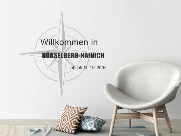 Wandtattoo Willkommen in Hörselberg-Hainich mit den Koordinaten 50°59'N 10°26'E