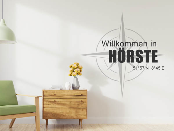 Wandtattoo Willkommen in Hörste mit den Koordinaten 51°57'N 8°45'E