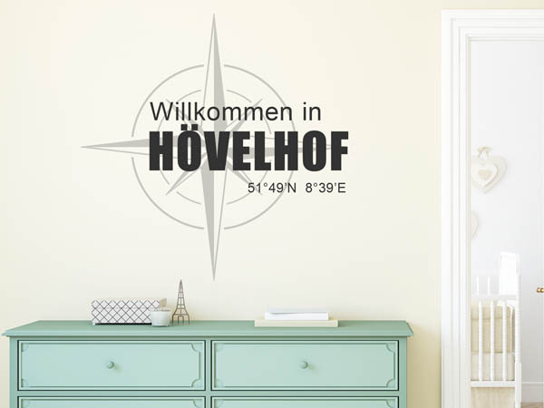 Wandtattoo Willkommen in Hövelhof mit den Koordinaten 51°49'N 8°39'E