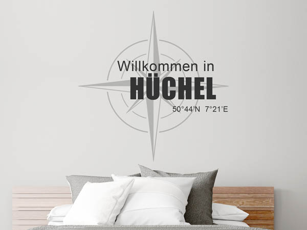 Wandtattoo Willkommen in Hüchel mit den Koordinaten 50°44'N 7°21'E