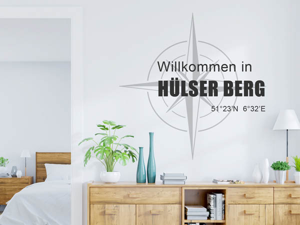 Wandtattoo Willkommen in Hülser Berg mit den Koordinaten 51°23'N 6°32'E