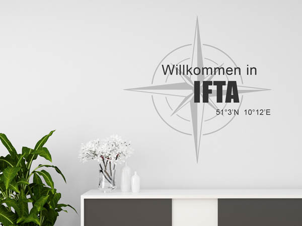 Wandtattoo Willkommen in Ifta mit den Koordinaten 51°3'N 10°12'E