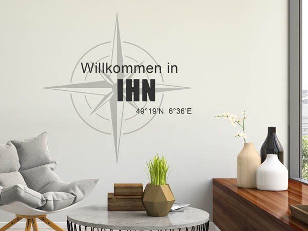 Wandtattoo Willkommen in Ihn mit den Koordinaten 49°19'N 6°36'E