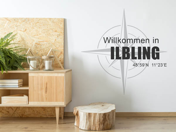 Wandtattoo Willkommen in Ilbling mit den Koordinaten 48°59'N 11°23'E