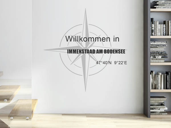 Wandtattoo Willkommen in Immenstaad am Bodensee mit den Koordinaten 47°40'N 9°22'E