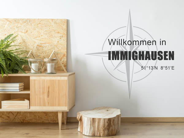 Wandtattoo Willkommen in Immighausen mit den Koordinaten 51°13'N 8°51'E