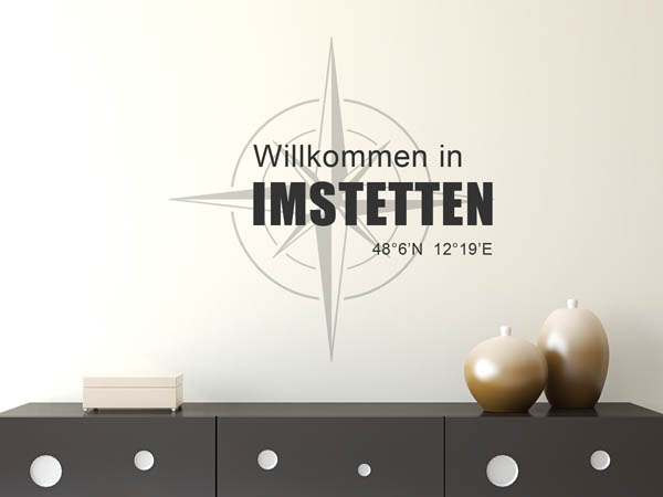 Wandtattoo Willkommen in Imstetten mit den Koordinaten 48°6'N 12°19'E