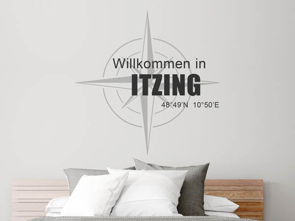 Wandtattoo Willkommen in Itzing mit den Koordinaten 48°49'N 10°50'E