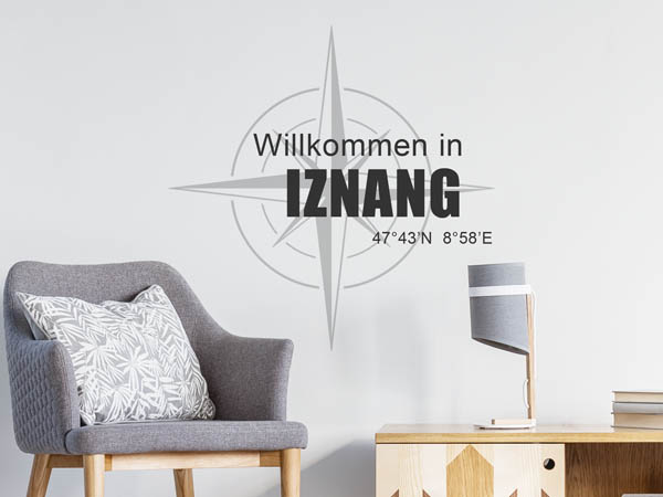 Wandtattoo Willkommen in Iznang mit den Koordinaten 47°43'N 8°58'E