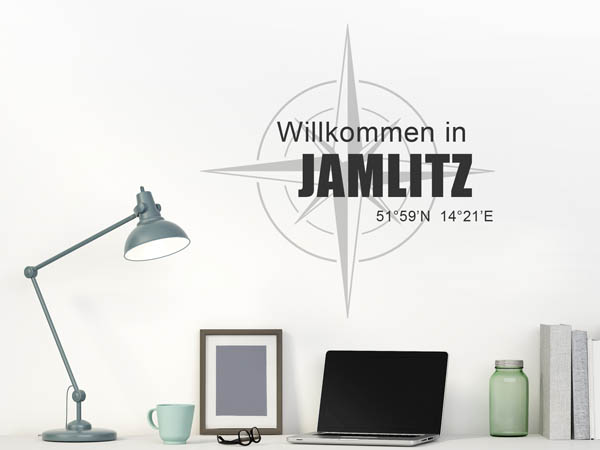 Wandtattoo Willkommen in Jamlitz mit den Koordinaten 51°59'N 14°21'E