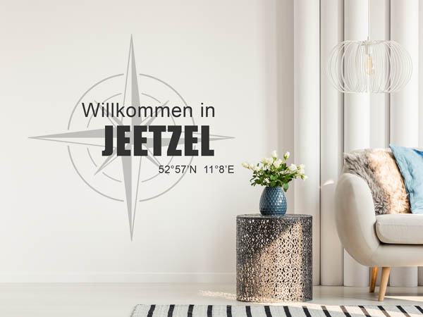 Wandtattoo Willkommen in Jeetzel mit den Koordinaten 52°57'N 11°8'E